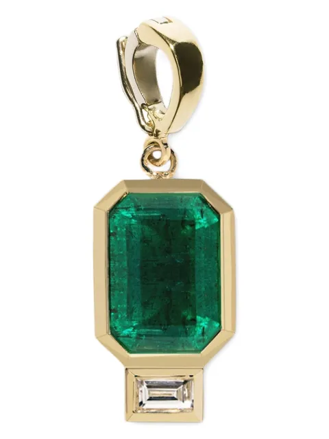 Azlee 18K yellow gold emerald and diamond pendant