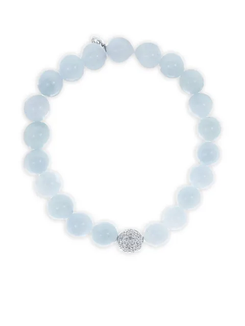 Sydney Evan pulsera en oro blanco de 14k con diamante y aguamarina