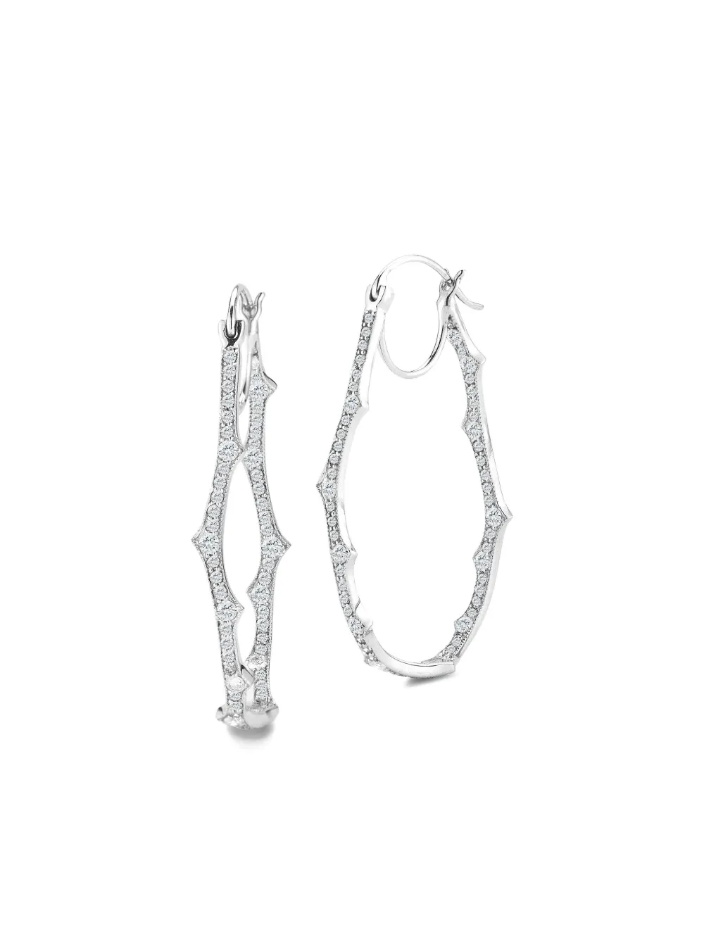 18k White Gold Thorn Briar Diamond Hoop Earrings