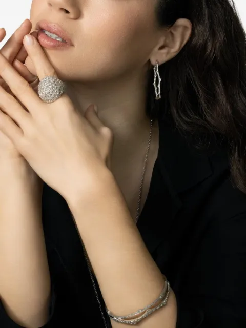 Parulina 18K white gold Thorn Briar diamond hoop earrings