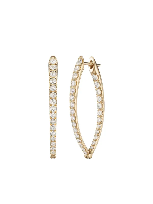 Melissa Kaye 18K Yellow Gold Medium Cristina Diamond Hoop Earrings