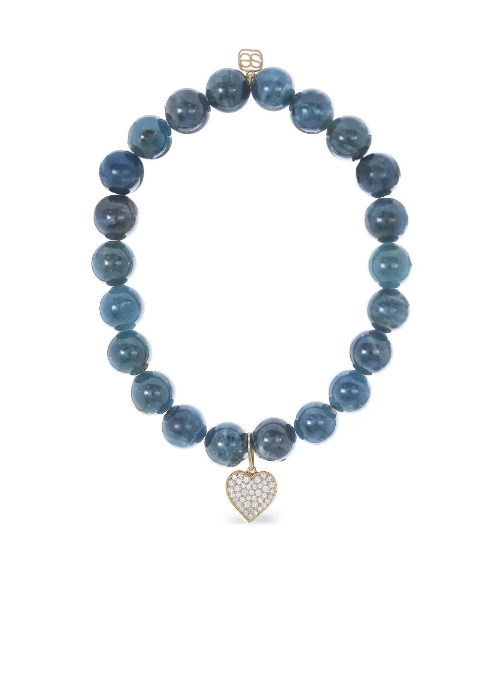 Sydney Evan 14k Yellow Gold Mini Heart Apatite And Diamond Bracelet In Blue