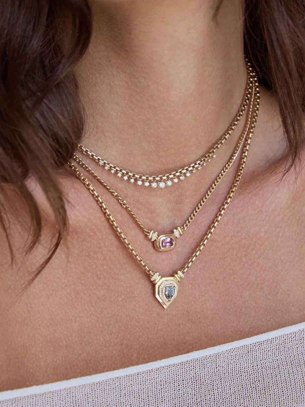  Zoë Chicco 14k Gold Graduated Diamond And Sapphire Necklace 