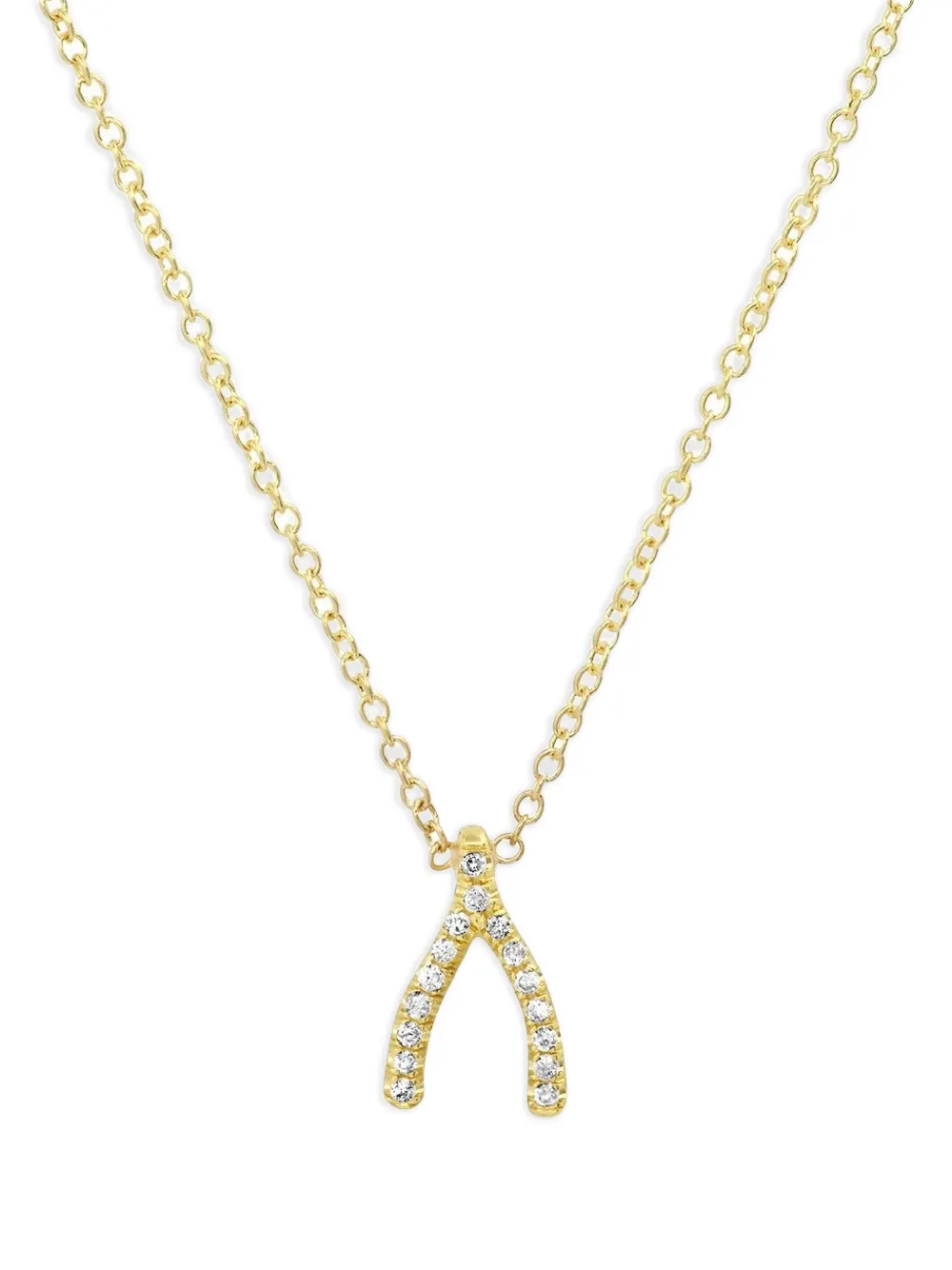 Jennifer Meyer 18kt Yellow Gold Wishbone Diamond Necklace In Brown