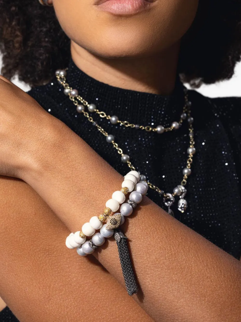 Loree Rodkin Pearl And Diamond Bracelet In Silver