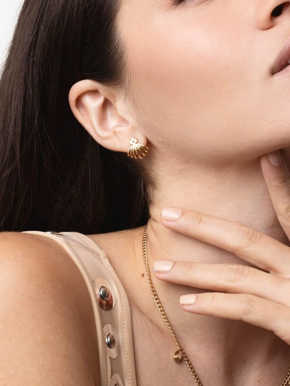 Dana Rebecca Designs Geelgouden diamant Burst Huggie oorbellen