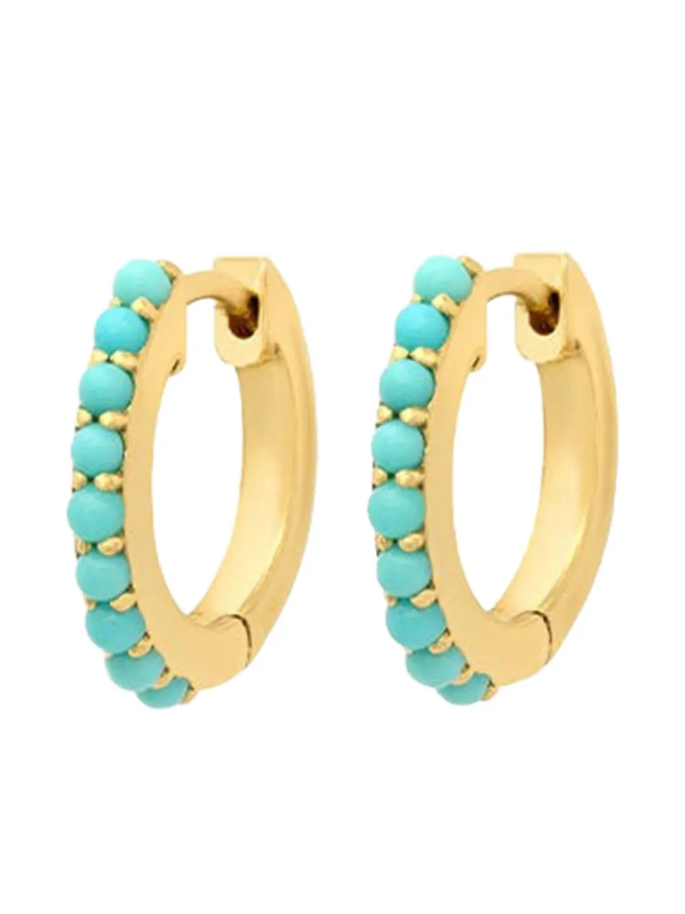 Jennifer Meyer Orecchini a cerchio piccoli in oro giallo 18 carati con turchese