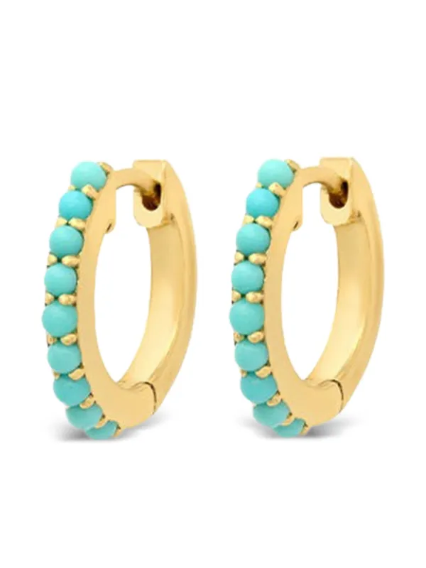 Jennifer Meyer 18k Yellow Gold Small Huggie Turquoise Earrings