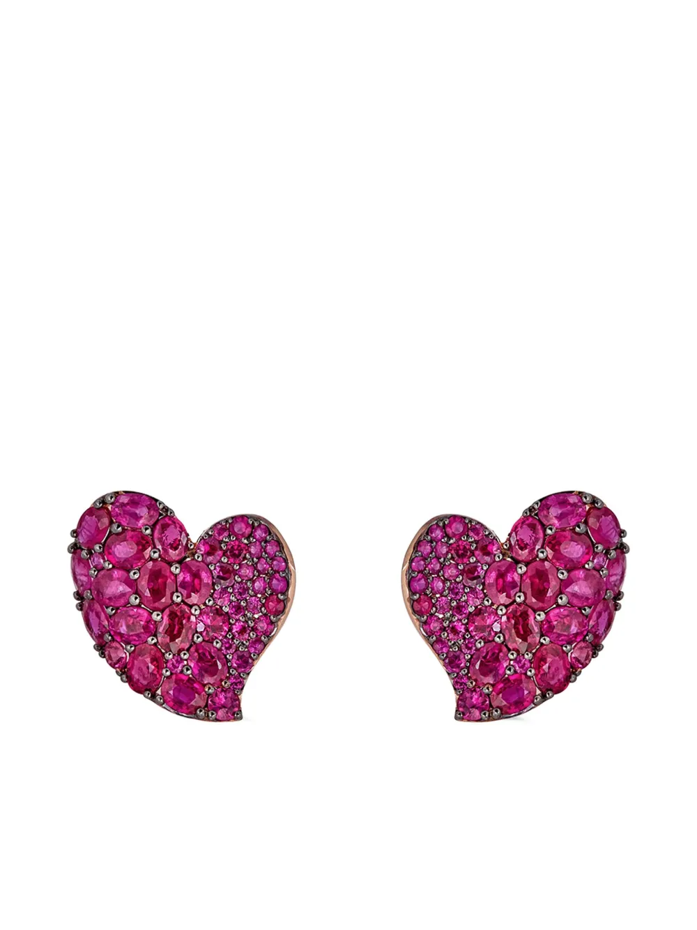 Piranesi Orecchini Heart Wave in oro rosa 18 carati con zaffiri