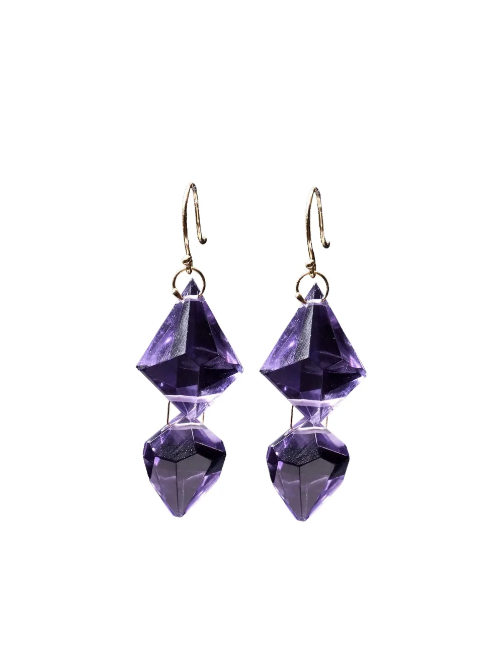 Ten Thousand Things 18k Yellow Gold Double-faceted Amethyst Earrings In Purple