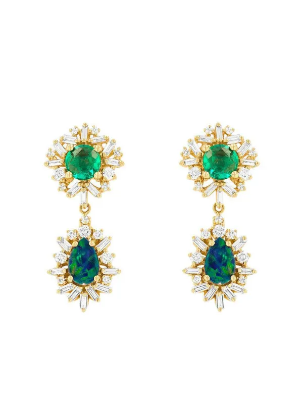 Suzanne Kalan 18k Yellow Gold Double-drop Multi-stone Earrings