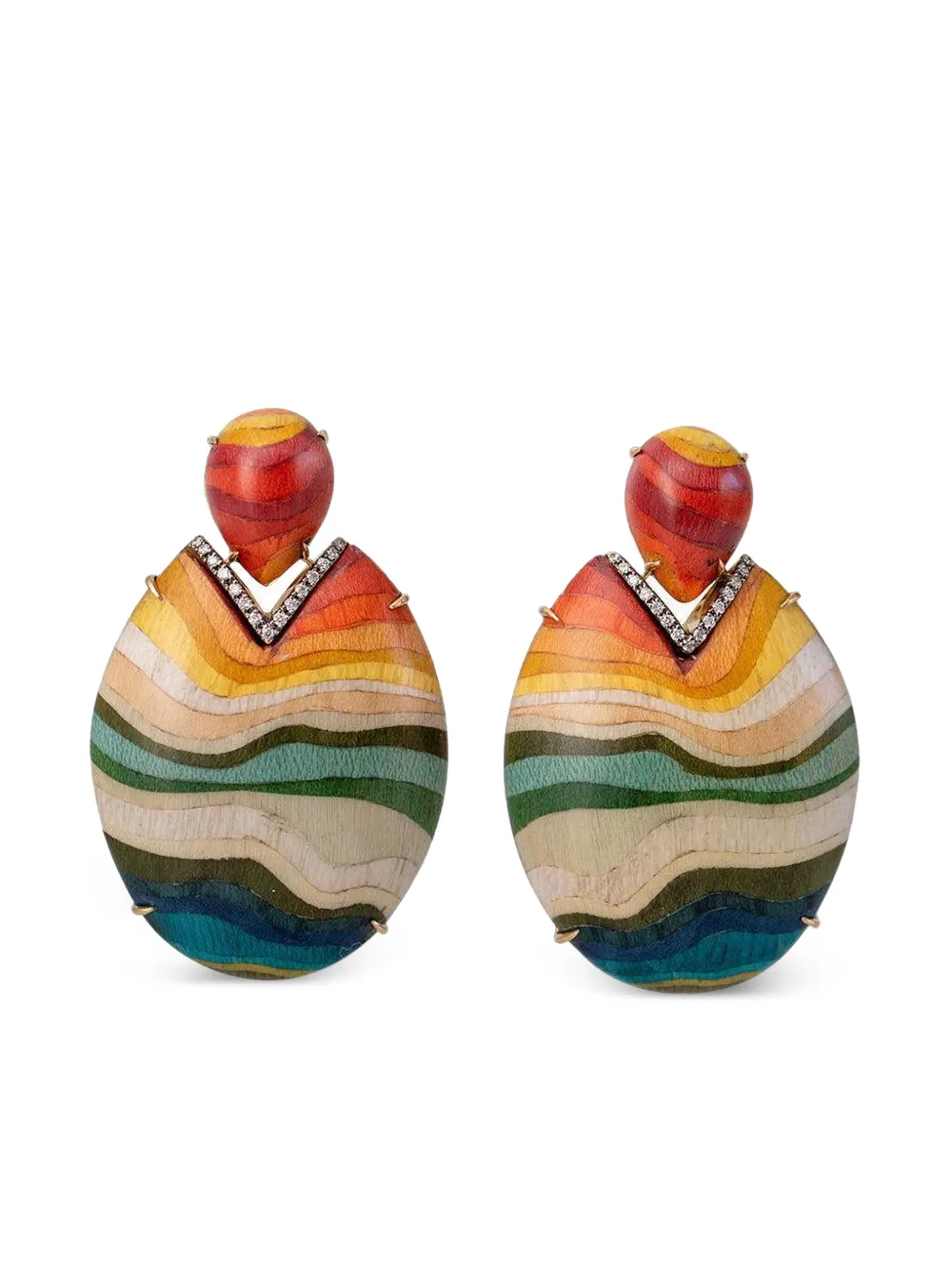 SILVIA FURMANOVICH 18k yellow gold Rainbow diamond earrings - ゴールドトーン