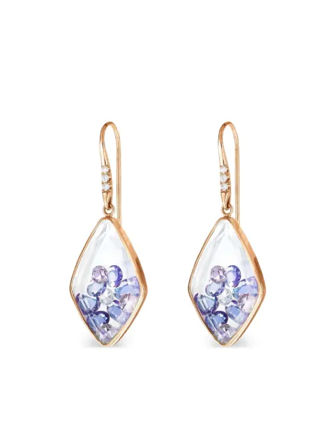 Moritz Glik 18k yellow gold Kite sapphires and diamonds earrings