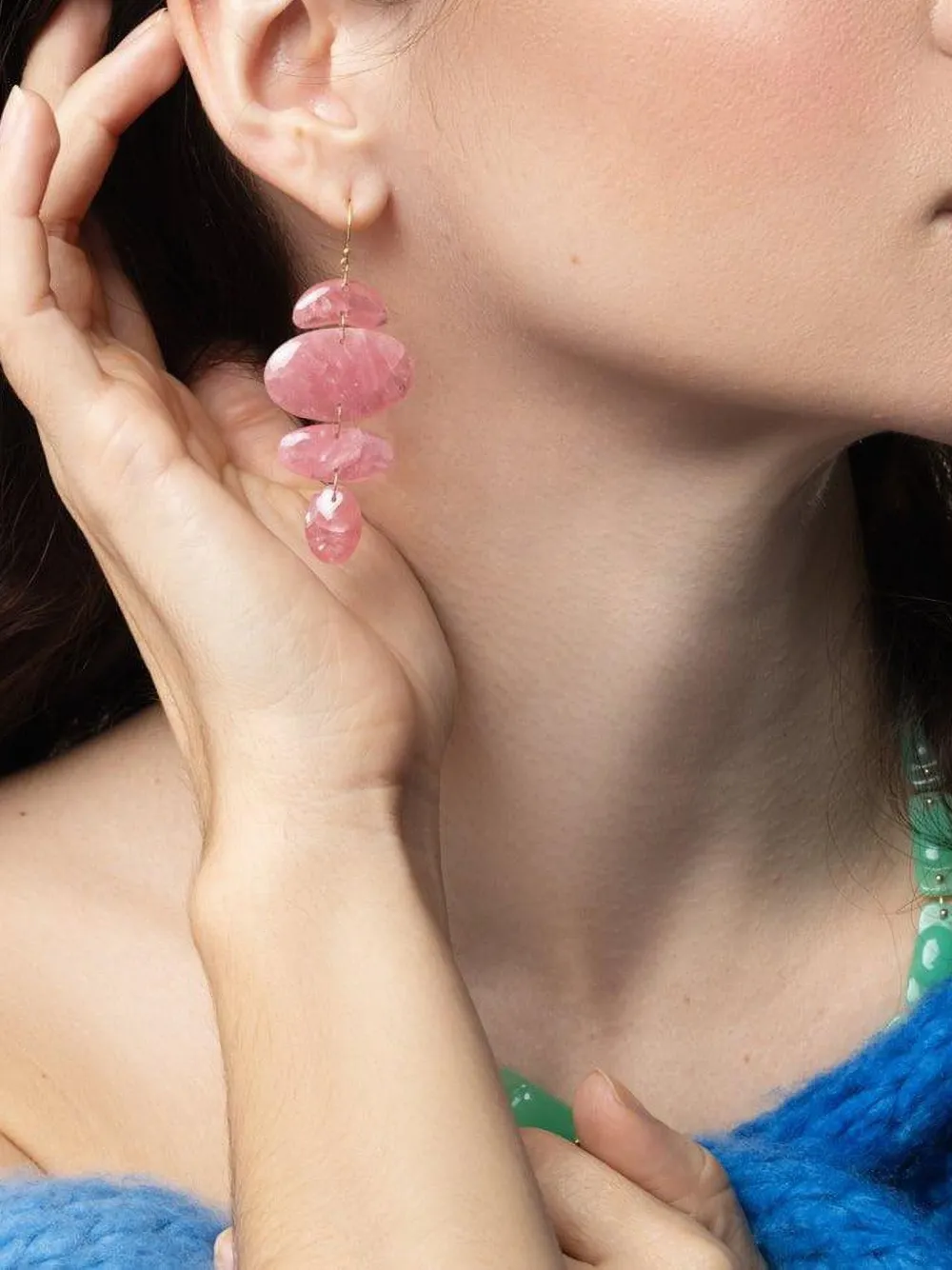 Ten Thousand Things 18k Yellow Gold Totem Rhodochrosite Earrings In Pink
