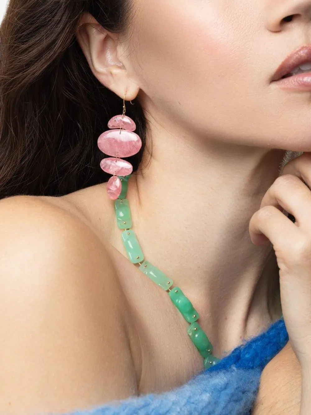 Ten Thousand Things 18k Yellow Gold Totem Rhodochrosite Earrings In Pink