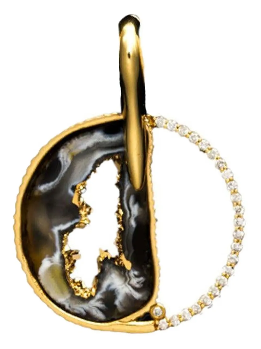 Denise Cassou 18k Yellow Gold Diamond And Agate Pendant In Gold