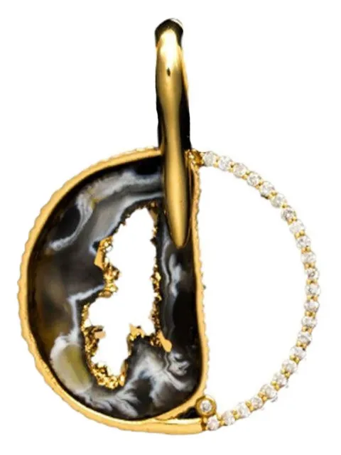 DENISE CASSOU 18K yellow gold diamond and agate pendant