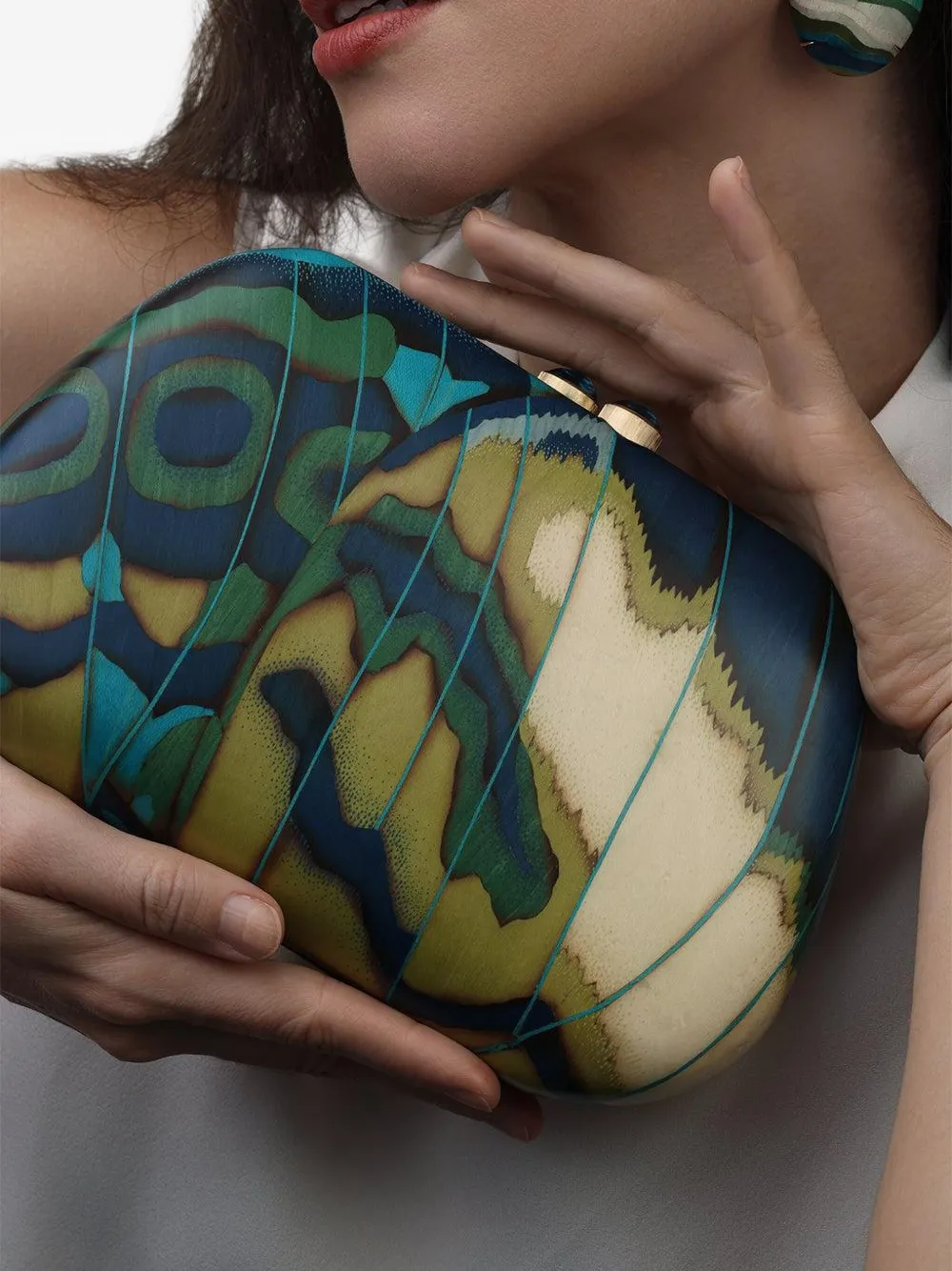 SILVIA FURMANOVICH Butterfly Marquetry clutch - Beige
