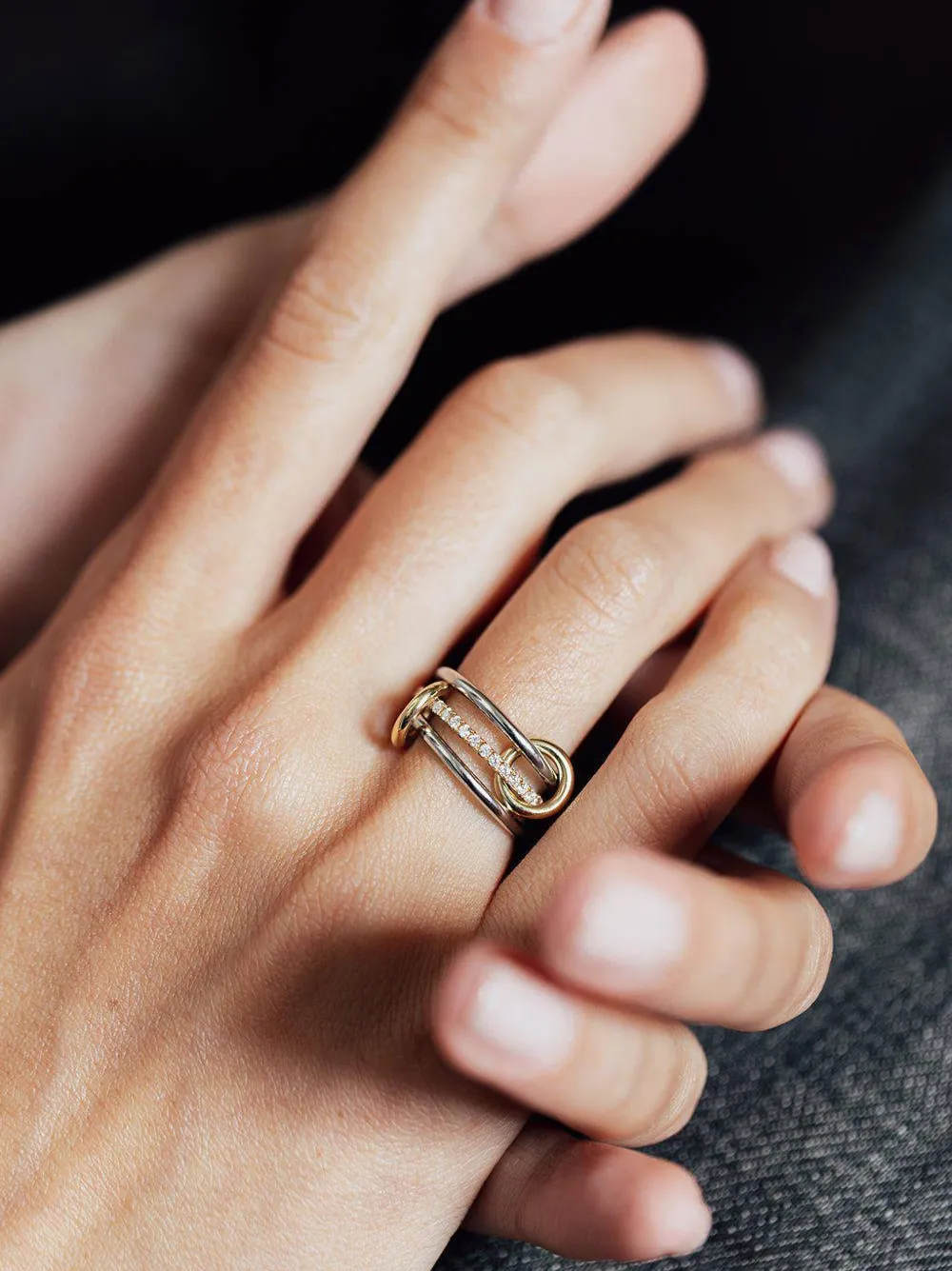 Spinelli Kilcollin 18k Yellow Gold And Silver Pisces Four Link Ring In Multi