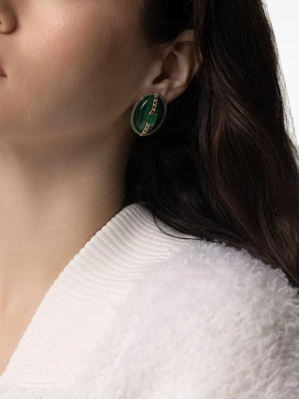 Denise Cassou 18k Yellow Gold Multi-stone Earrings In Green