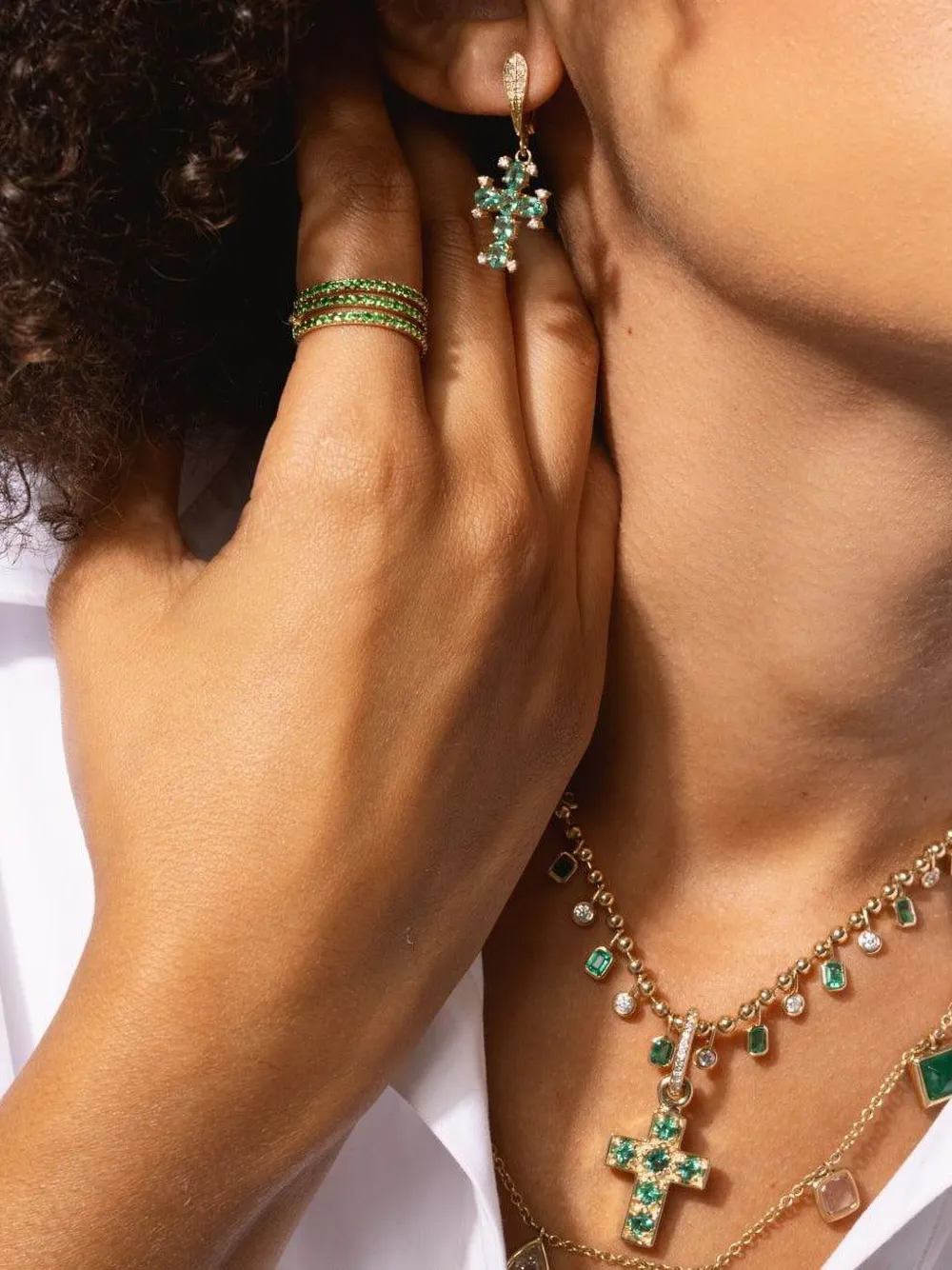 Loree Rodkin 14k Yellow Gold Emerald And Diamond Earrings In Gold