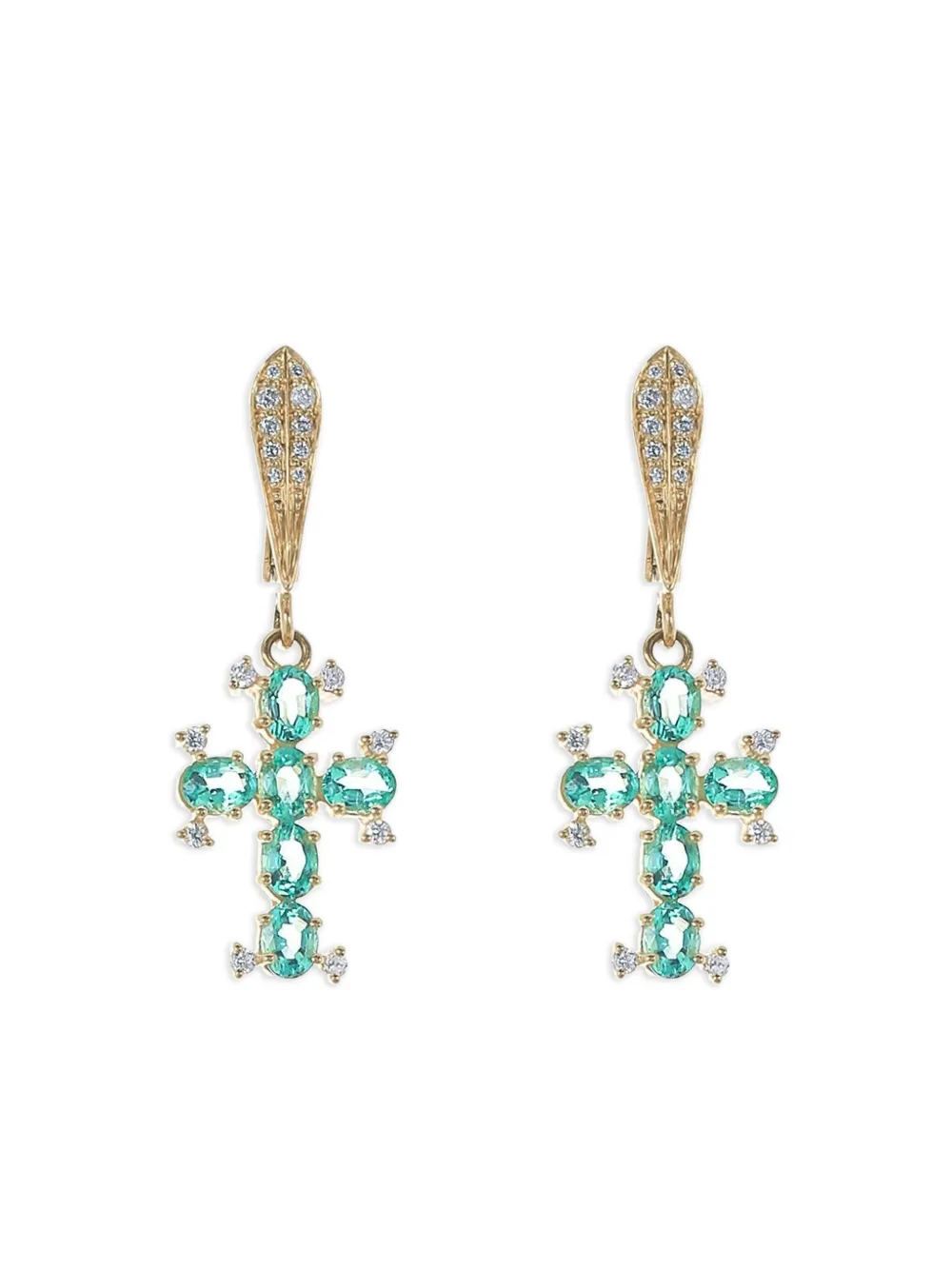 Loree Rodkin 14k Yellow Gold Emerald And Diamond Earrings