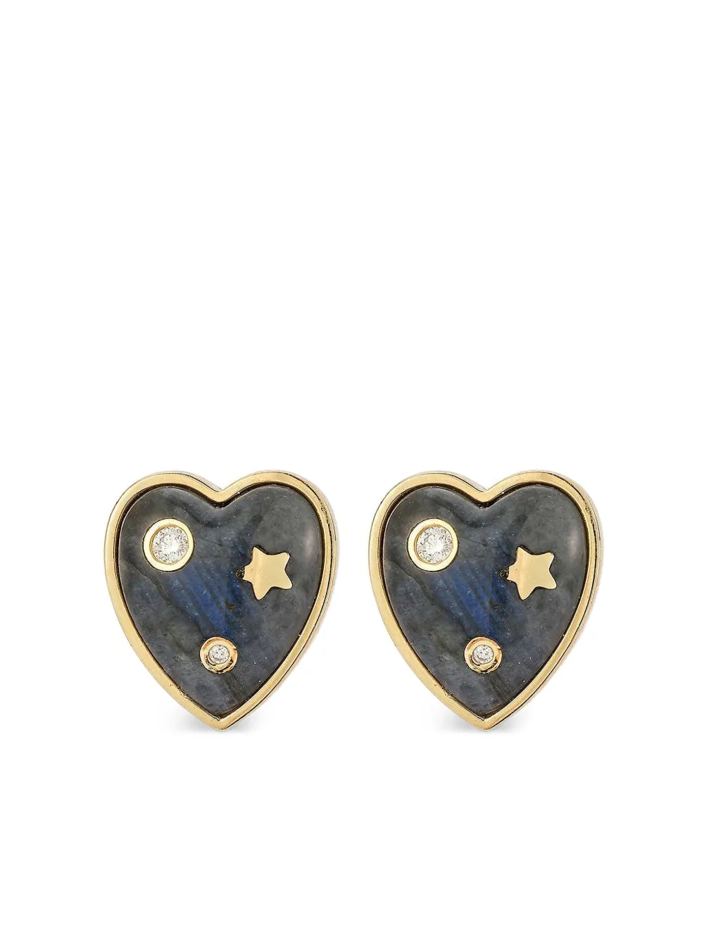 Storrow Jewelry 14kt yellow gold heart Labradorite earrings