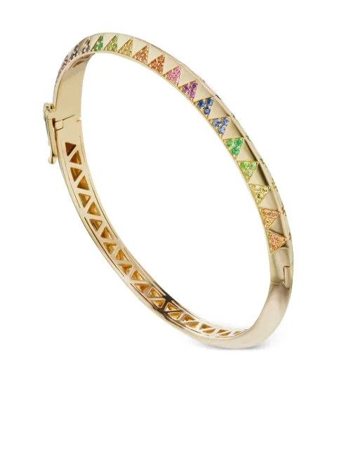 Harwell Godfrey brazalete Knife Edge Rainbow en oro amarillo de 18kt con gemas