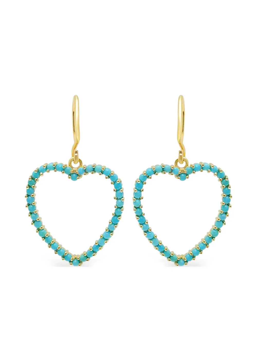 Jennifer Meyer 18k Yellow Gold Open Heart Turquoise Earrings In Multi