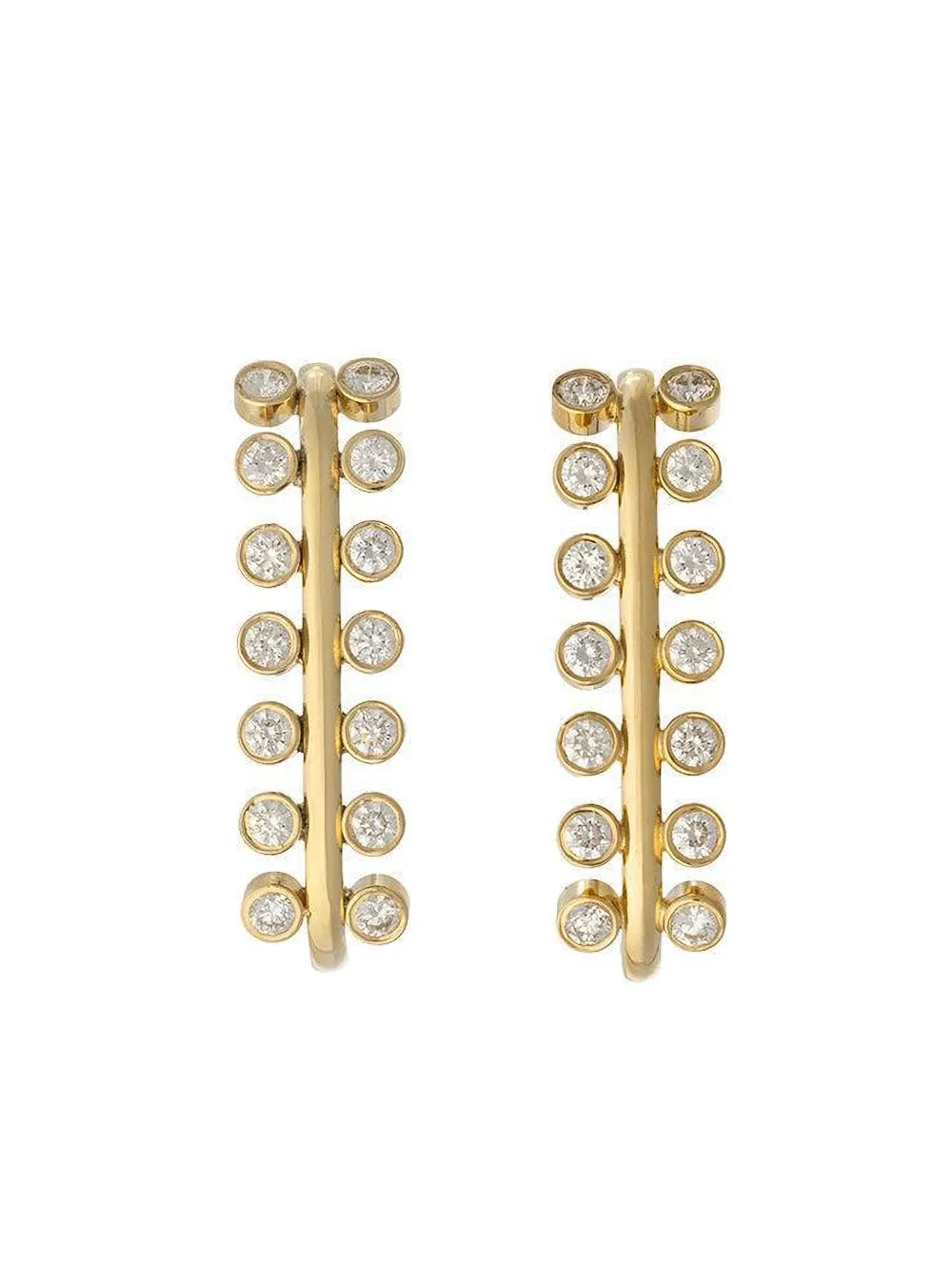 Denise Cassou 18k Yellow Gold Diamond Row Earrings In Gold