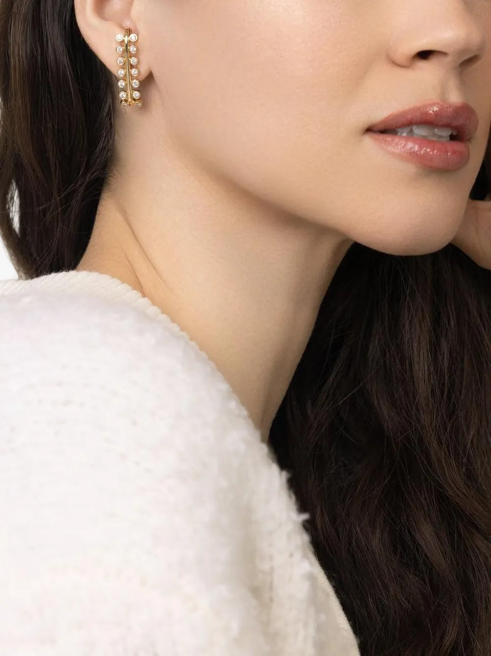 Denise Cassou 18k Yellow Gold Diamond Row Earrings In Gold