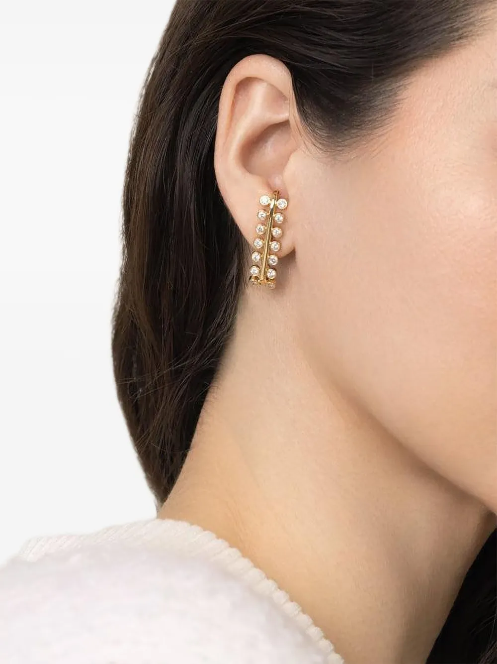 Denise Cassou 18k Yellow Gold Diamond Row Earrings In Gold