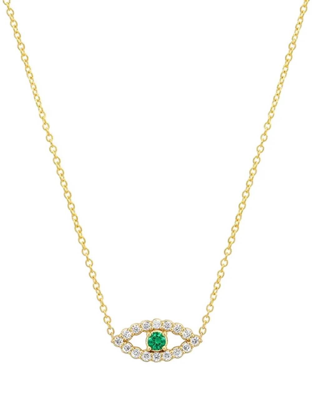 Jennifer Meyer Collana Evil Eye in oro giallo 18 carati con diamanti e smeraldi