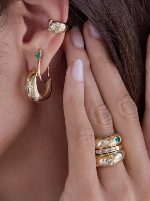 Zoë Chicco 14K yellow gold Diamond Star Hoop earrings