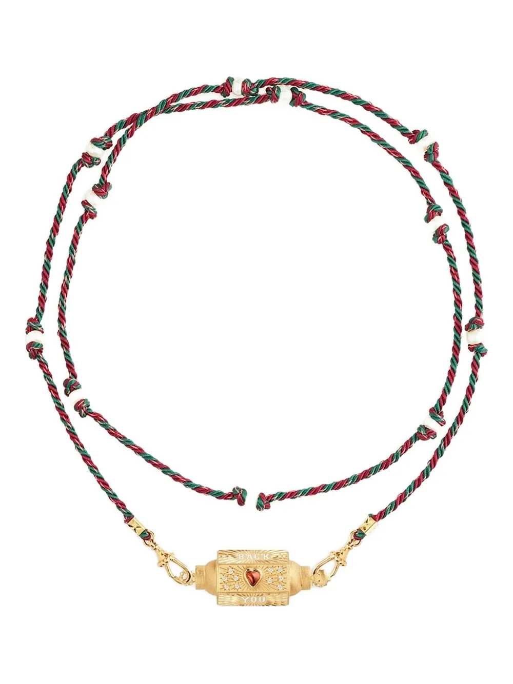 Marie Lichtenberg 14k Gold Love You Locket Garnet And Moon Stone Necklace In Gold