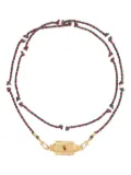 Marie Lichtenberg 14K gold Love You Locket garnet and moon stone necklace
