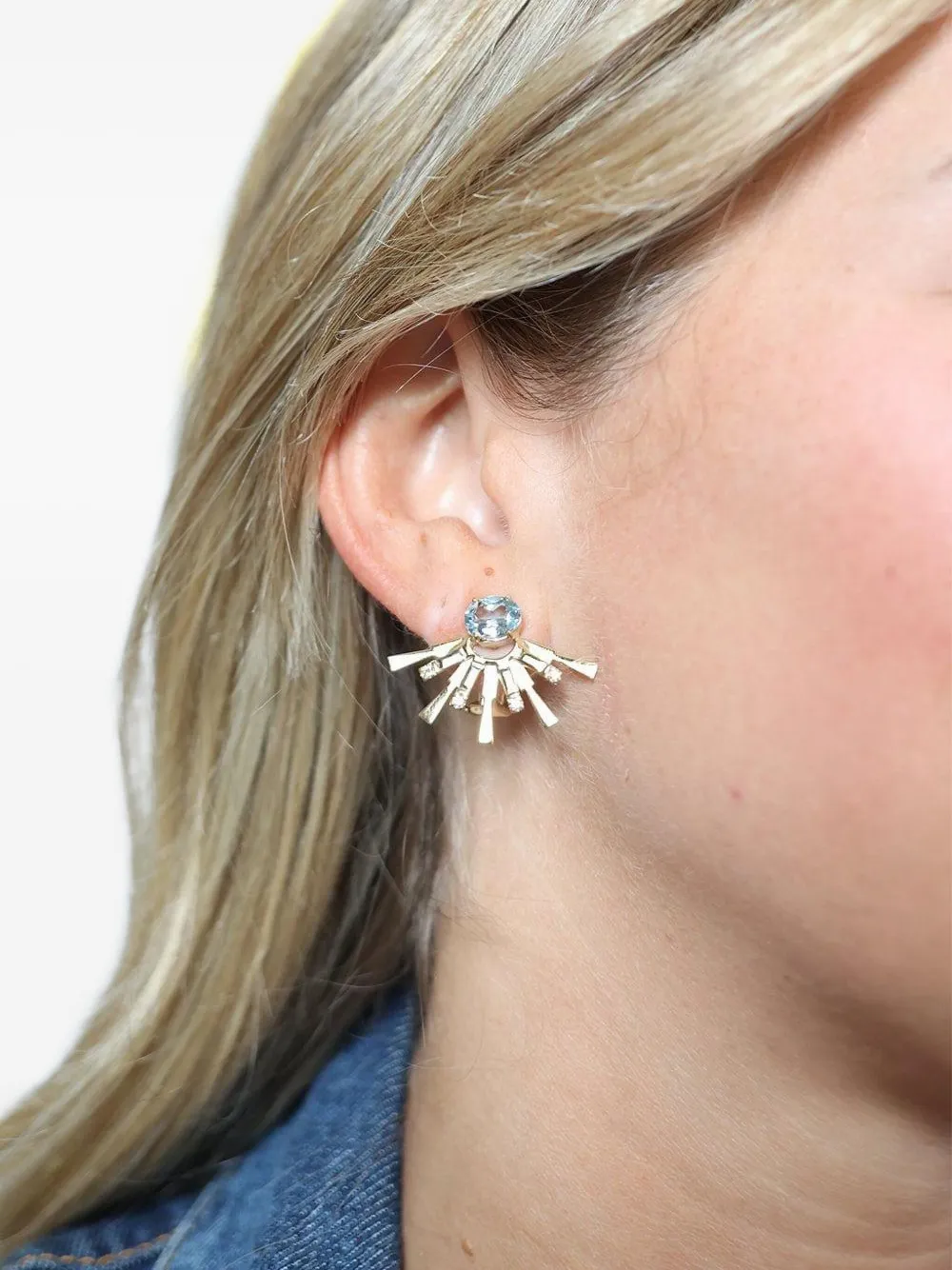 Carol Kauffmann 18k Yellow Gold Valentim Diamond And Topaz Mini Earrings In Gold
