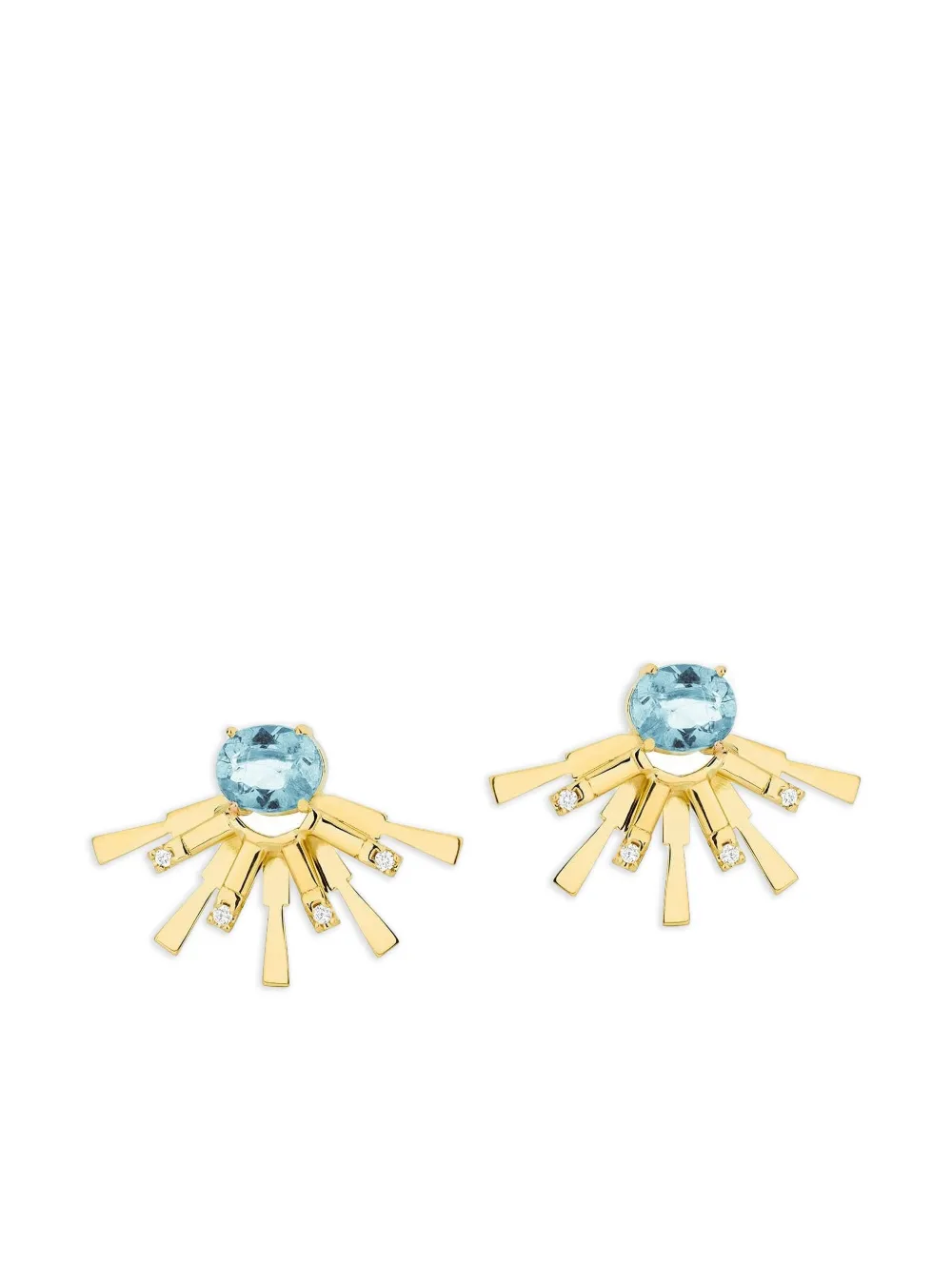 Carol Kauffmann 18k Yellow Gold Valentim Diamond And Topaz Mini Earrings In Gold