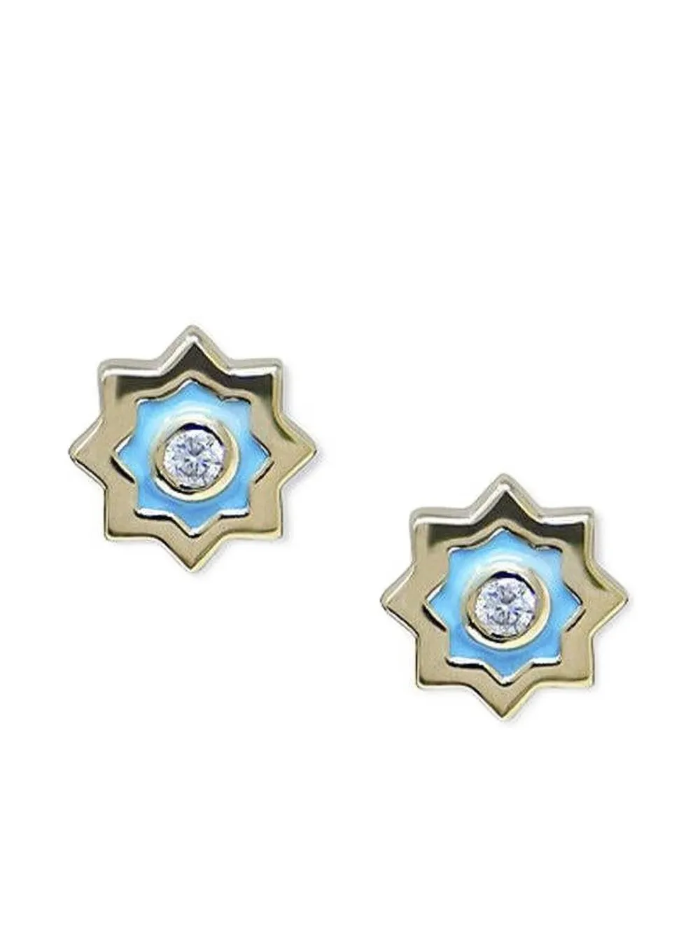 Anzie Orecchini a bottone Marrakesh in oro giallo 14 carati con diamanti