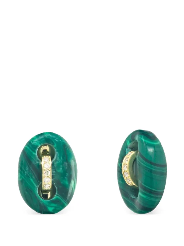 Jenna Blake Mini 18K Yellow Gold Mariner Malachite and Diamond Earrings