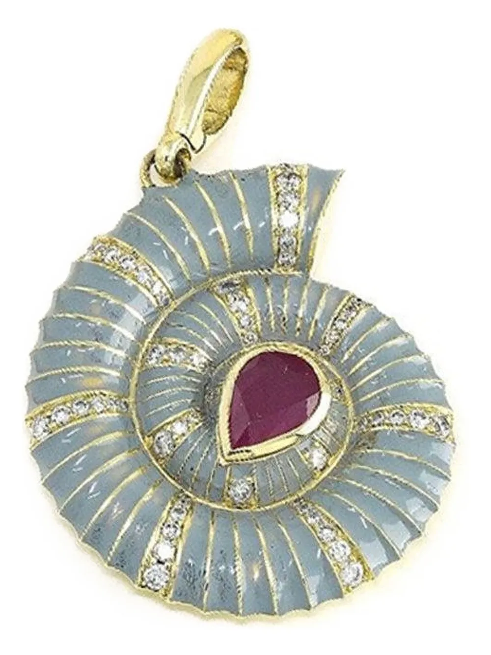 Jenna Blake 18k Yellow Gold Helix Diamond And Ruby Necklace Charm In Gold