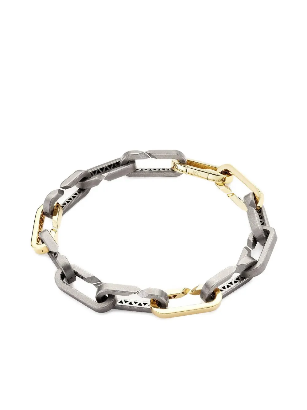 Bizzotto Gioielli 18k Yellow Gold And Titanium Thirteen Paperclip Link Bracelet In Gray