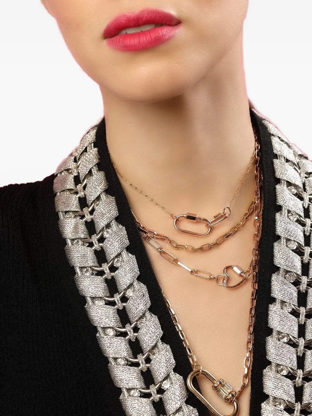 Marla Aaron dije Hatshepsut Lock en oro amarillo de 14kt con aguamarina y lapislázuli | Image 2