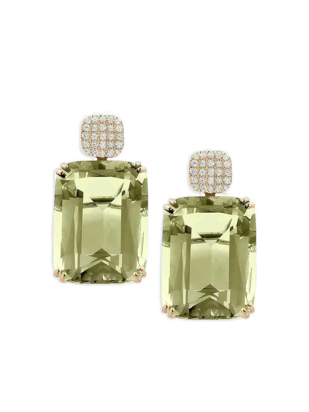 Goshwara aretes Prasiolite en oro amarillo de 18kt con diamantes | dorado | Image 1