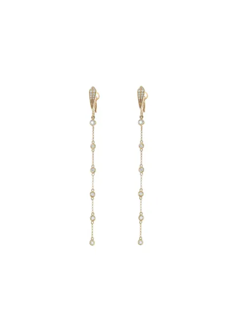 Loree Rodkin aretes largos en oro amarillo de 14kt con diamante