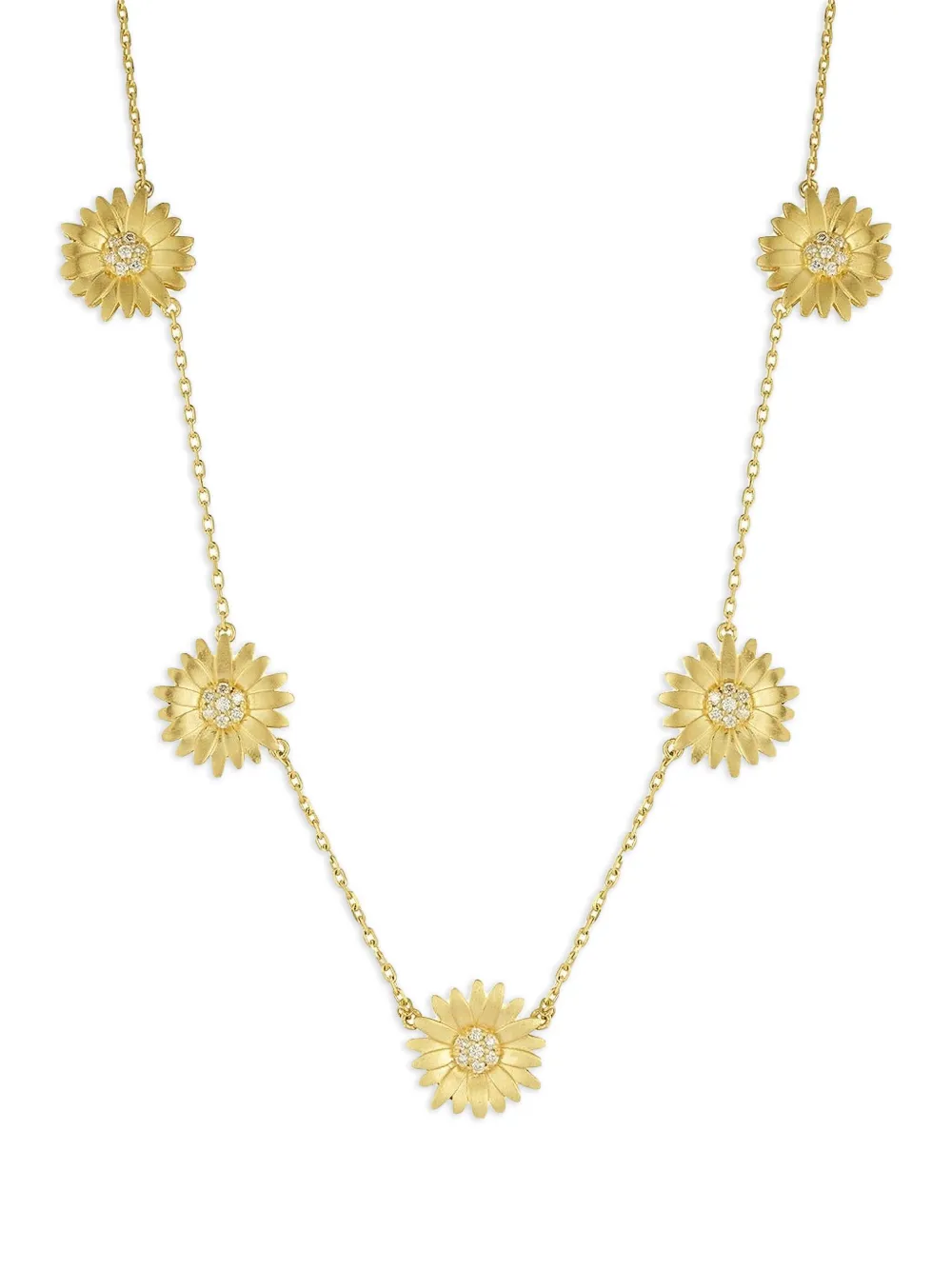 Tanya Farah 18kt Yellow Gold Daisy 5 Diamond Necklace In Gold