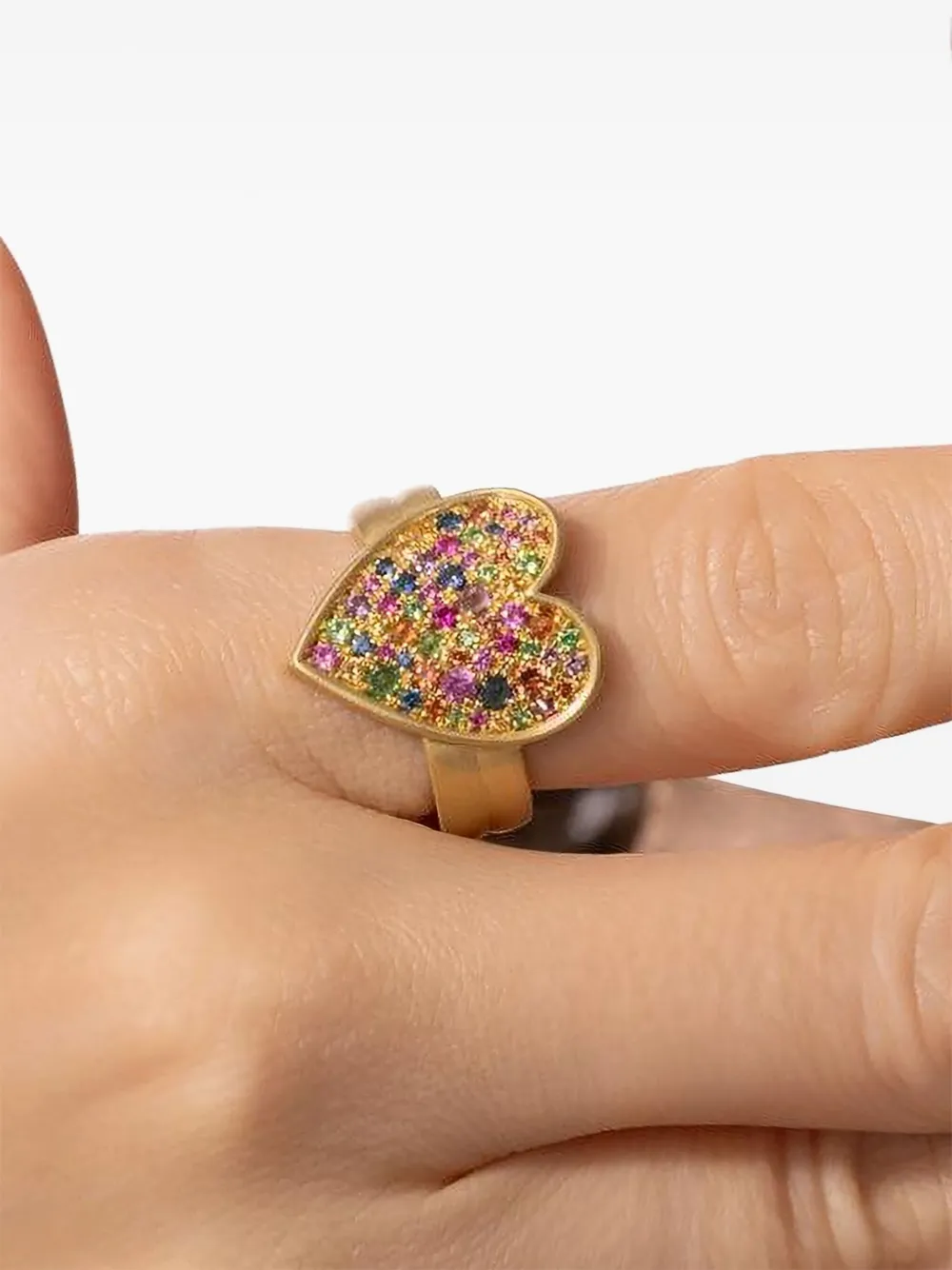 Leigh Maxwell 18k Yellow Gold Confetti Heart Multi-stone Ring In Gold