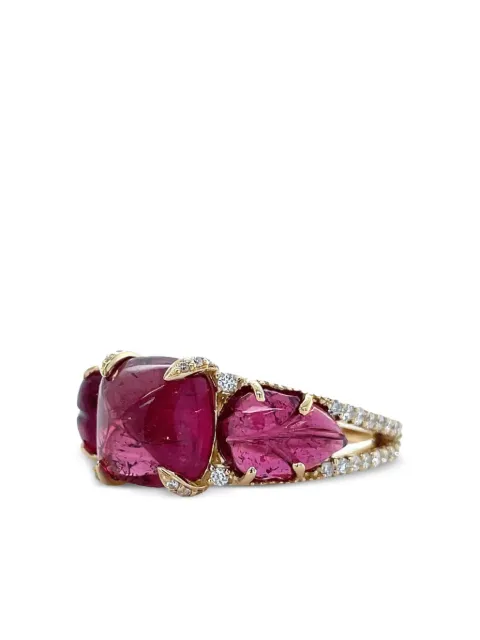 Piranesi 18K yellow gold diamond and tourmaline Sugarloaf ring