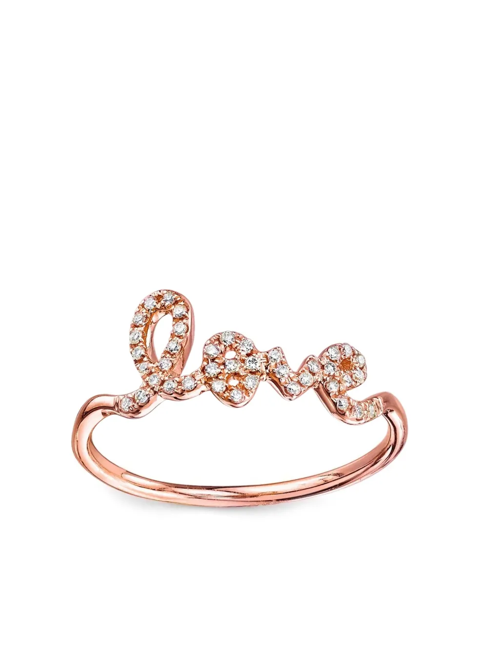 Sydney Evan Anello Love Script in oro rosa 14 carati con diamanti