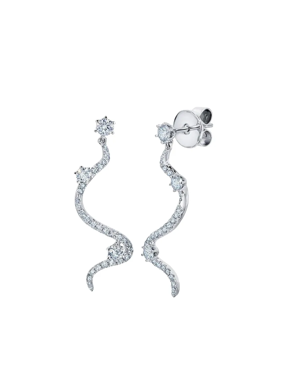 graziela aretes Mega Swirl en oro blanco de 18kt con diamante | plateado | Image 1